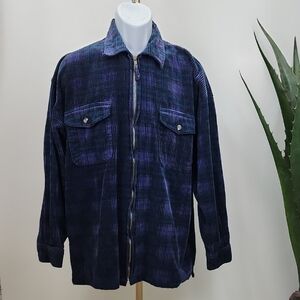 Vintage 90s Unisex Protest Clothing Corduroy  Gorpcore Shacket Blue Purple L